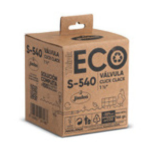 VÁLVULA CESTA CON REBOSADERO RECTANGULAR FLEXIBLE ECO S-540 1 1/4"-1 1/2" NEGRO
