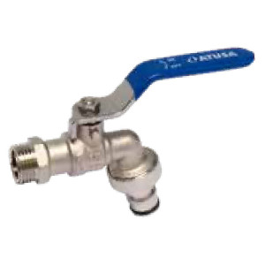 GRIFO CURVO DE ESFERA PN16 CON MANETA ACERO INOXIDABLE Y RACOR RÁPIDO MANGUERA