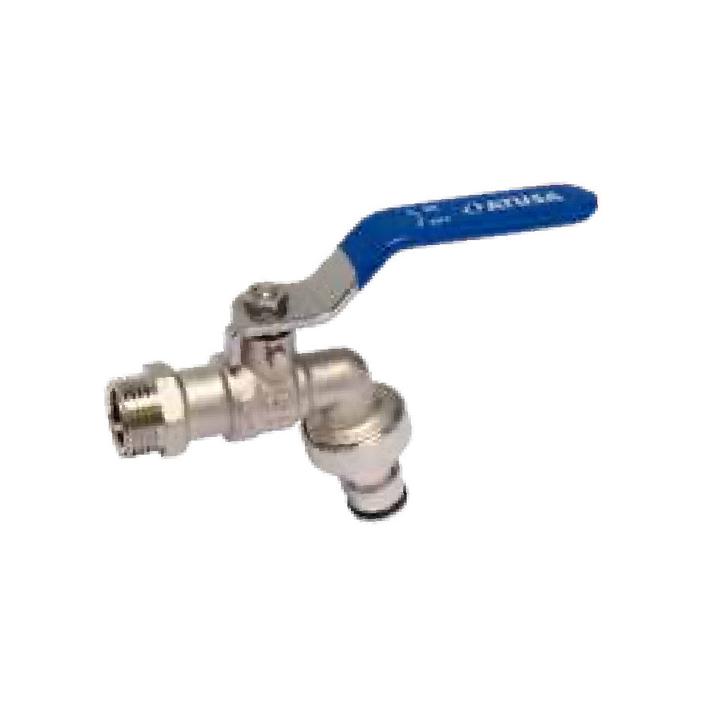 GRIFO CURVO DE ESFERA PN16 CON MANETA ACERO INOXIDABLE Y RACOR RÁPIDO MANGUERA