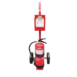 CARRO PORTA EXTINTOR GISA CON MANTA CORTAFUEGO PARA PUESTOS DE SOLDADURA